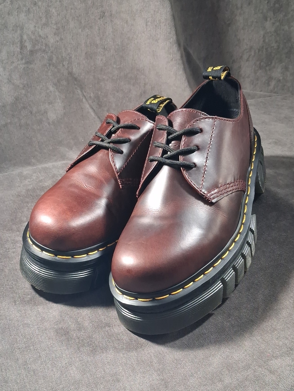 Dr. Martens Audrick Brown Brando Leather Quad Platform Lace Up Oxfords VG US 9